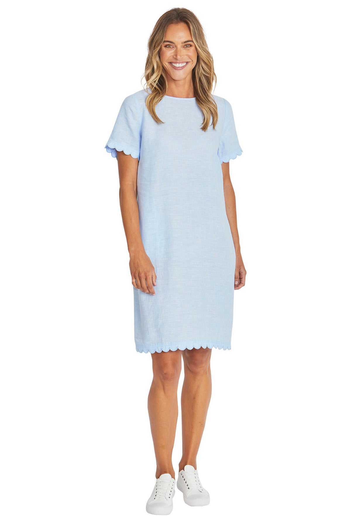 Womens Amalfi Linen Dress Blue P595543