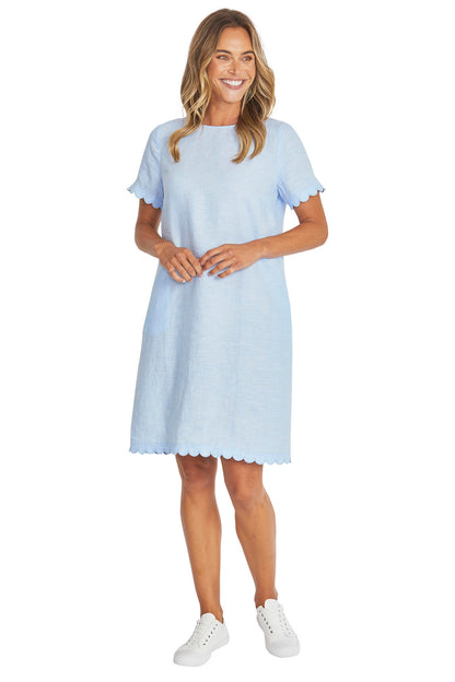 Womens Amalfi Linen Dress Blue P595543