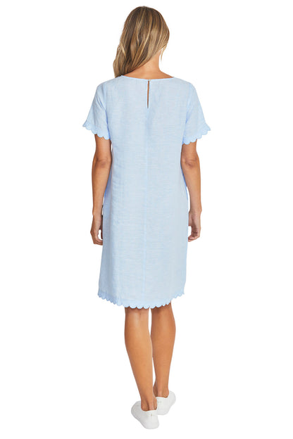 Womens Amalfi Linen Dress Blue P595543