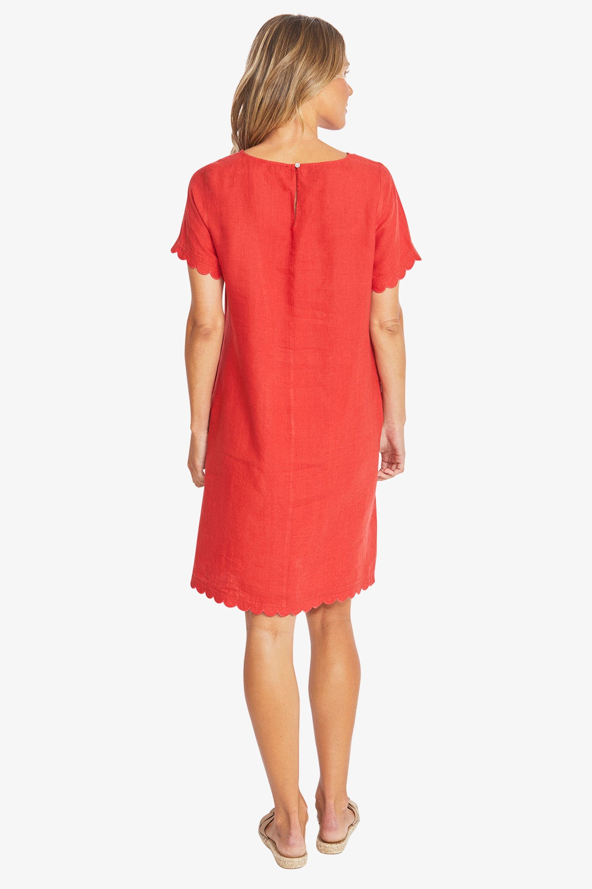 Womens Amalfi Linen Dress Red P595543