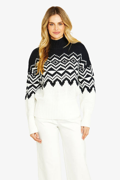 Womens Apres Fair Isle Pullover Navy P605029