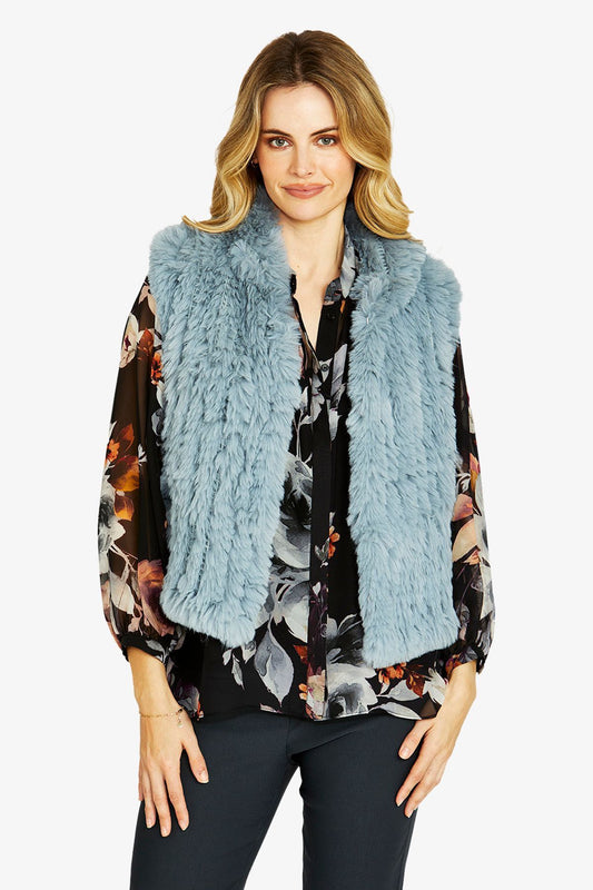 Womens Arlo Faux Fur Vest Blue P605002