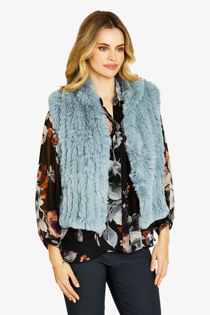 Womens Arlo Faux Fur Vest Blue P605002