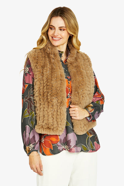 Womens Arlo Faux Fur Vest Brown P605002