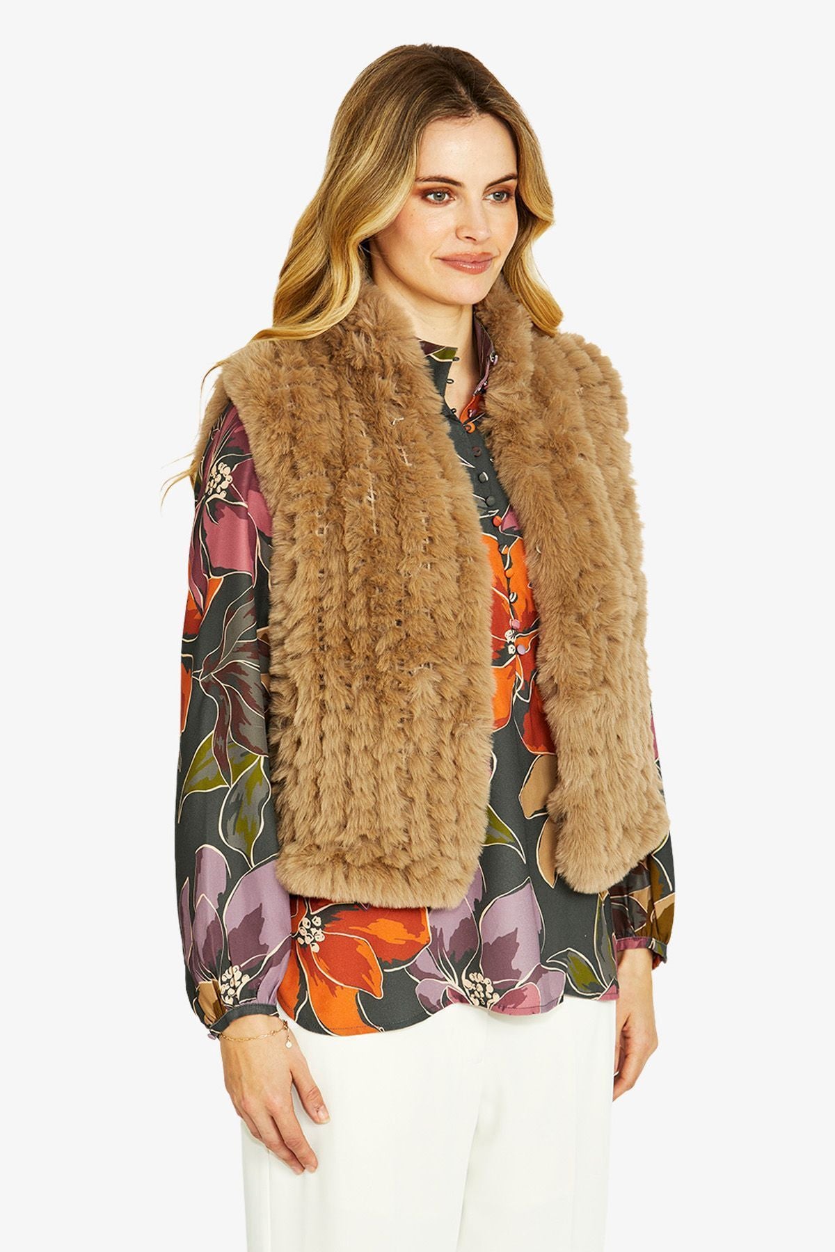 Womens Arlo Faux Fur Vest Brown P605002