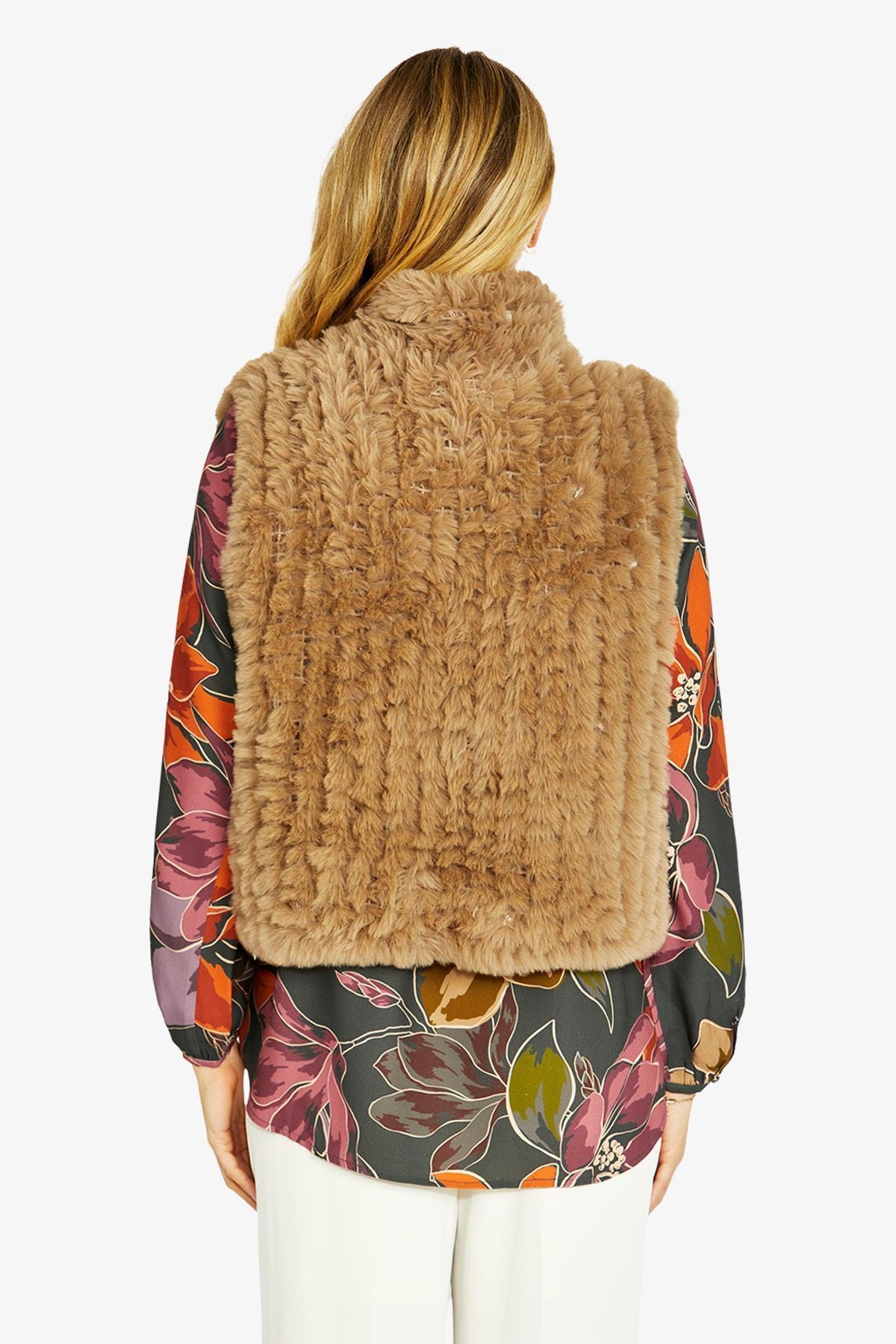 Womens Arlo Faux Fur Vest Brown P605002