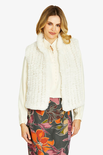 Womens Arlo Faux Fur Vest White P605002