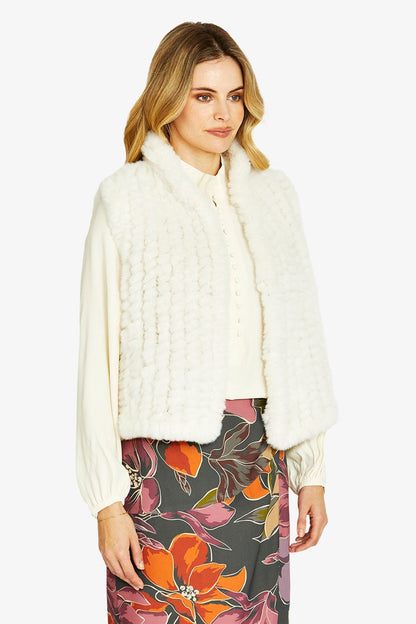 Womens Arlo Faux Fur Vest White P605002