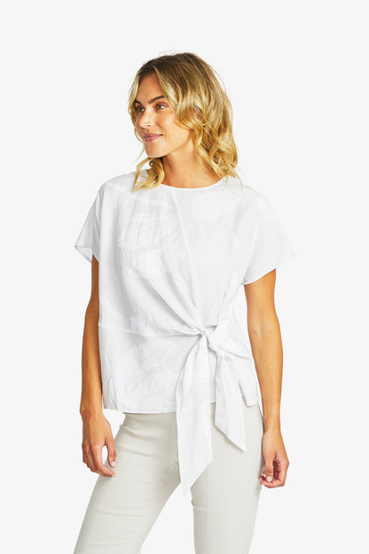 Atlas Knot Front Top in Flax/White