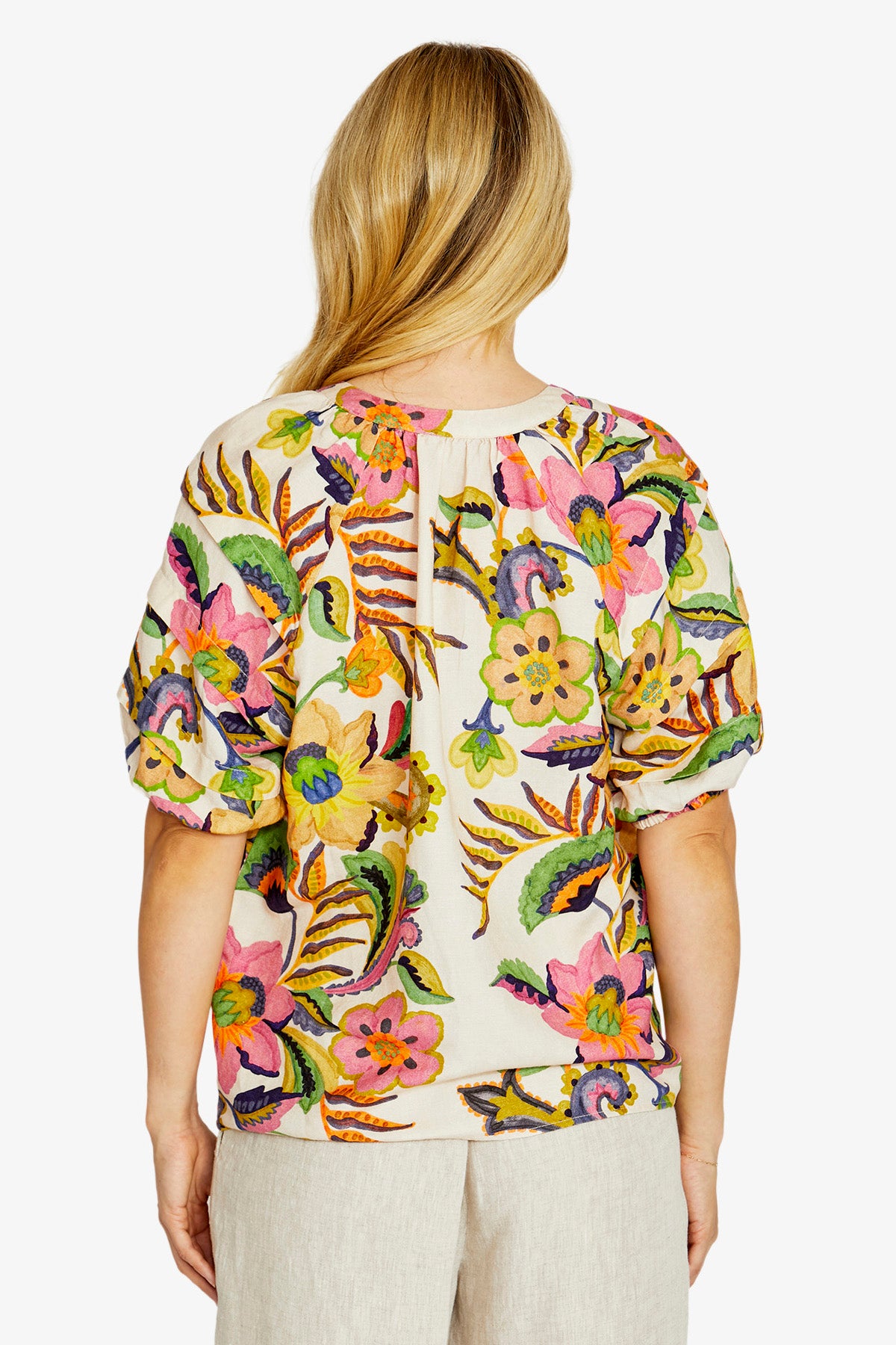 Womens Audrey Gathered Nk Blouse Multicolor P615330