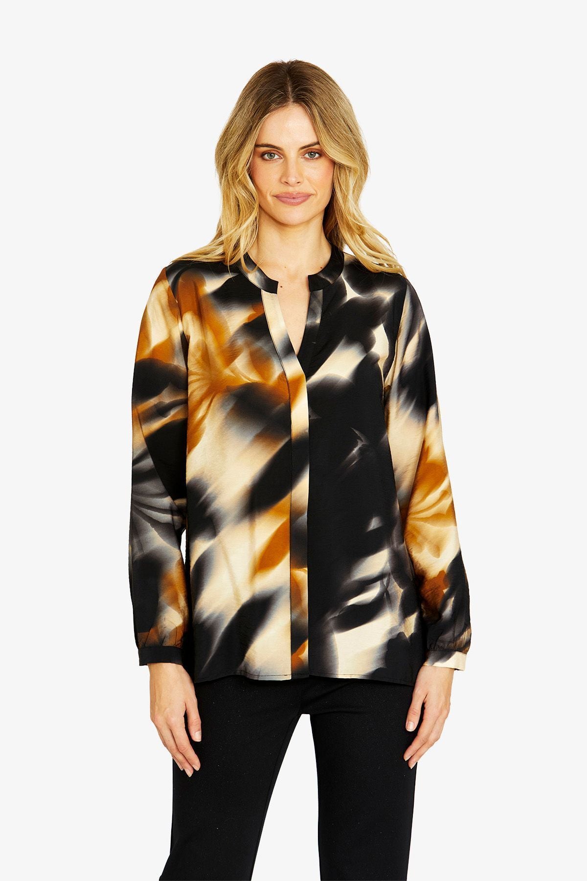 Womens Aurora Pintuck Blouse Black P605327