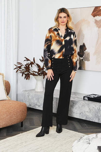 Womens Aurora Pintuck Blouse Black P605327