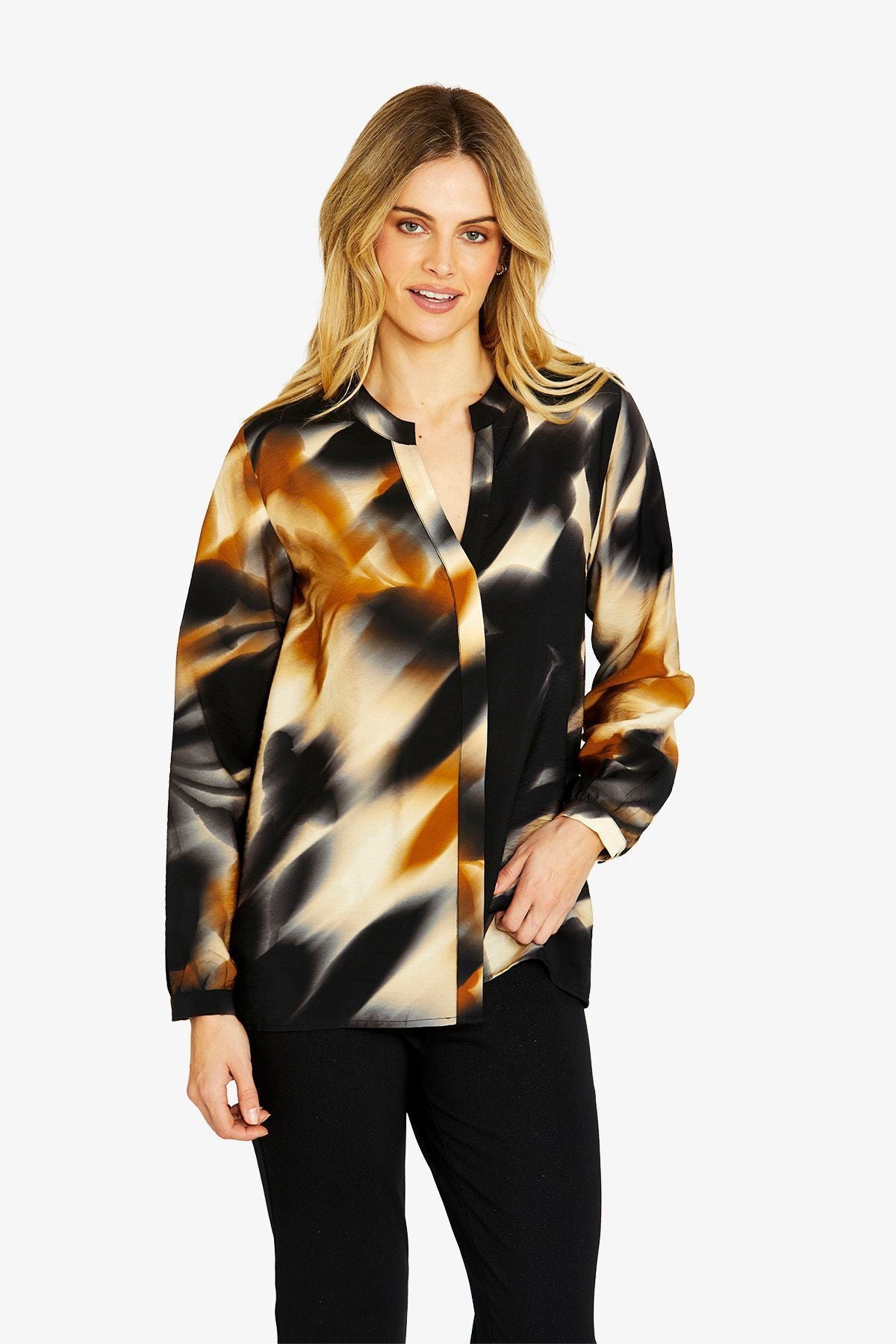 Womens Aurora Pintuck Blouse Black P605327