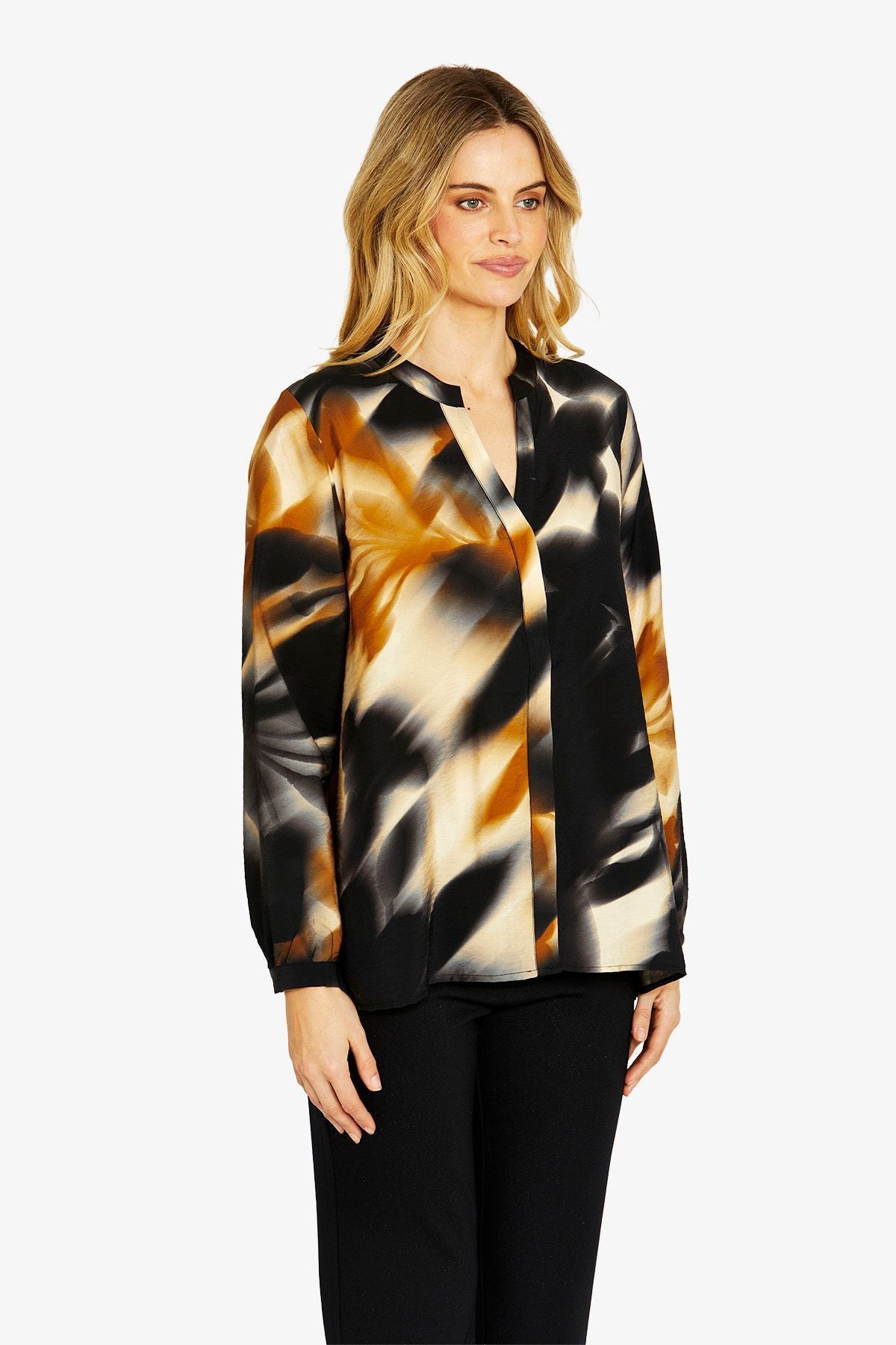 Womens Aurora Pintuck Blouse Black P605327
