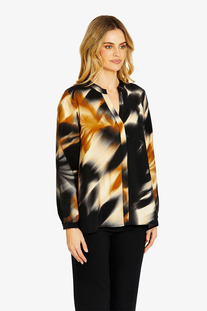 Womens Aurora Pintuck Blouse Black P605327