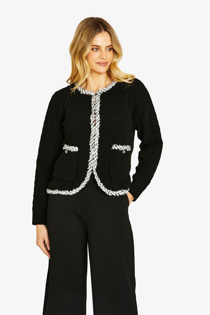 Womens Boucle Knit Jacket Black P605018