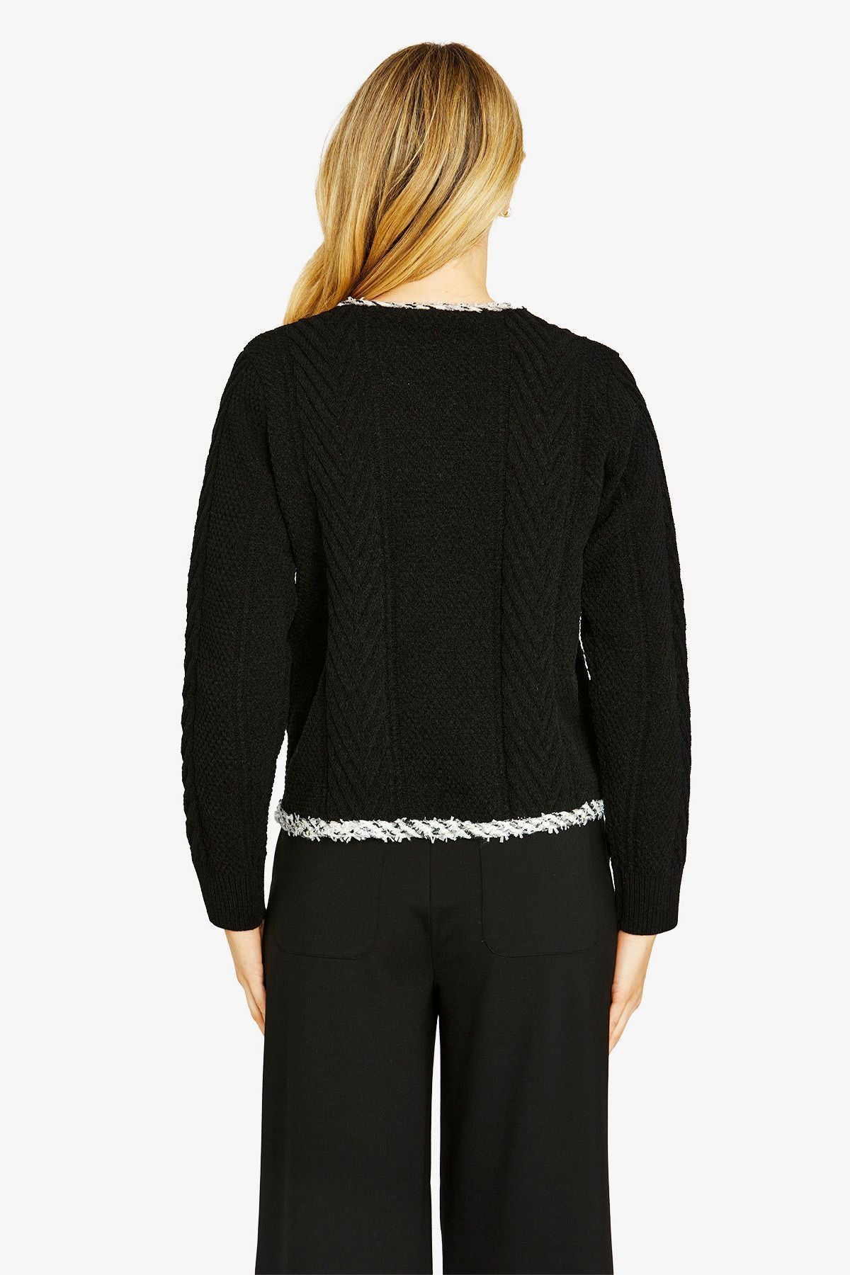 Womens Boucle Knit Jacket Black P605018