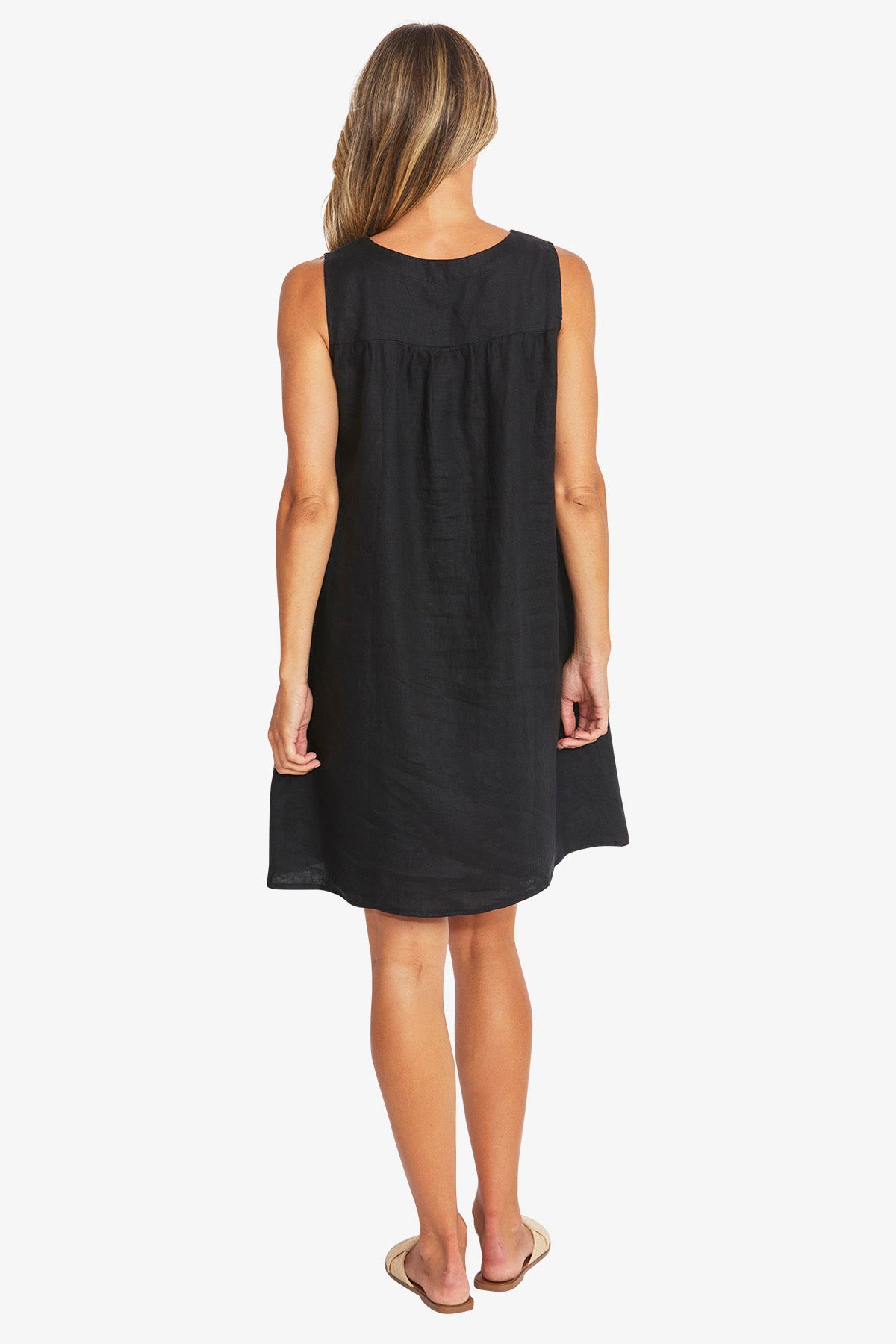 Womens Carla Linen Dress Black P595541