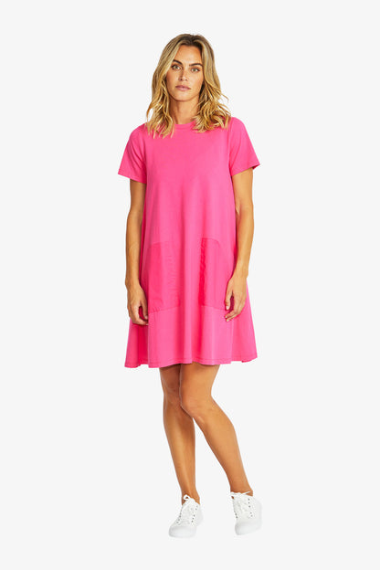 Charlie Jersey Dress in Flamingo