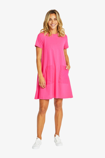 Charlie Jersey Dress in Flamingo