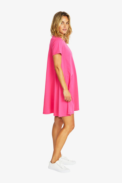 Charlie Jersey Dress in Flamingo