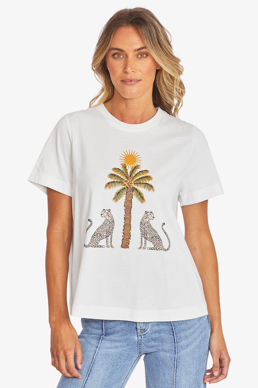 Cheetah Tee in White