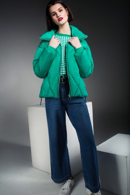 Crop Puffer Jacket Emerald