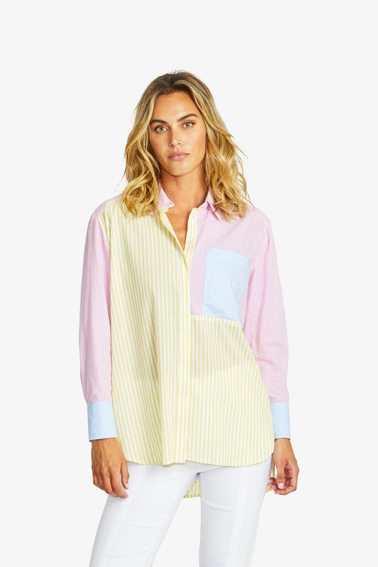 Cruz Spliced Stripe Shirt in Buttercup