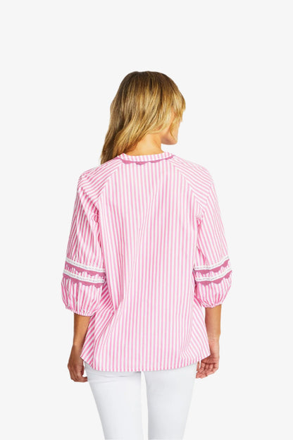 Delia Ric Rac Blouse in Bubblegum