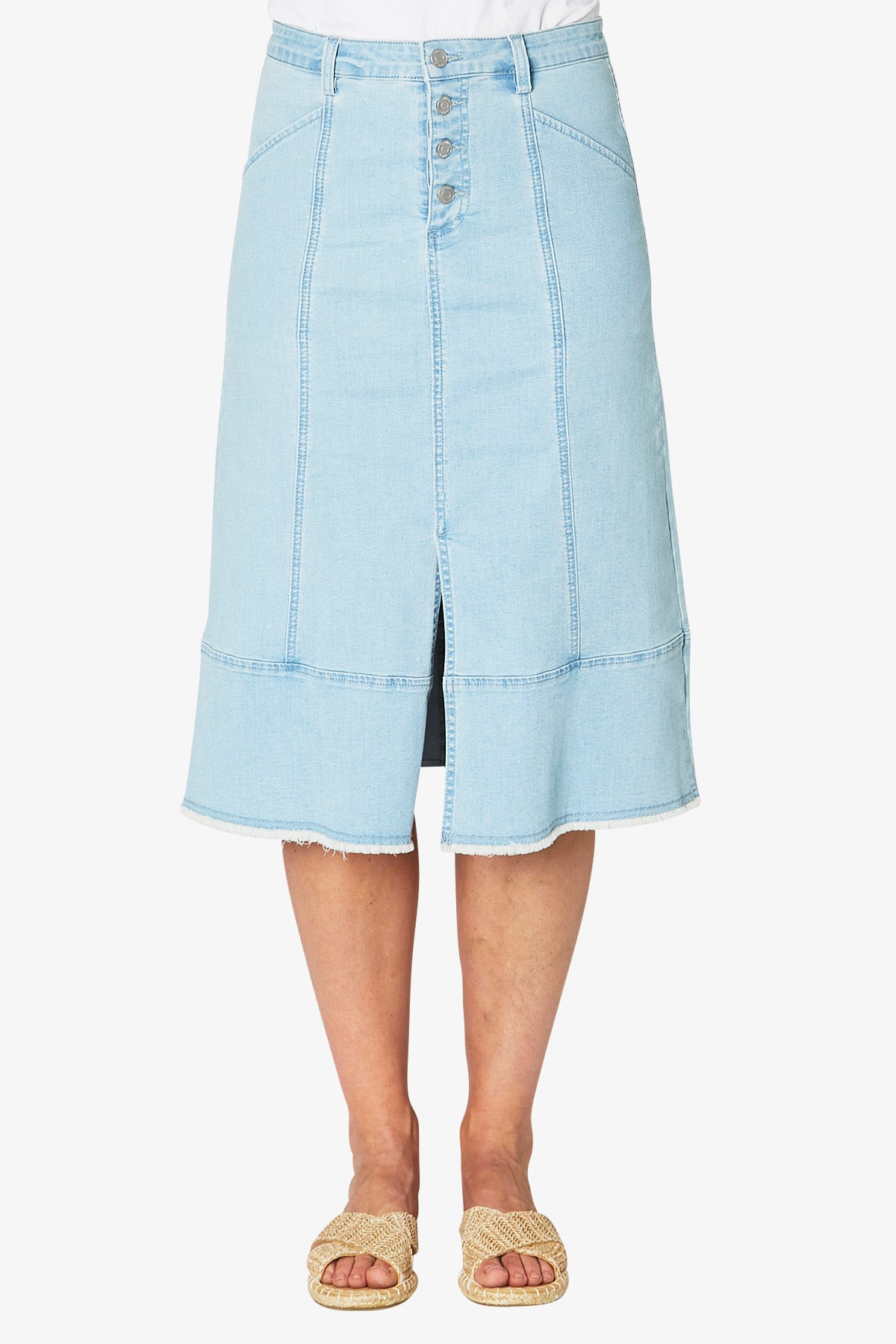 Denim Midi Skirt Blue
