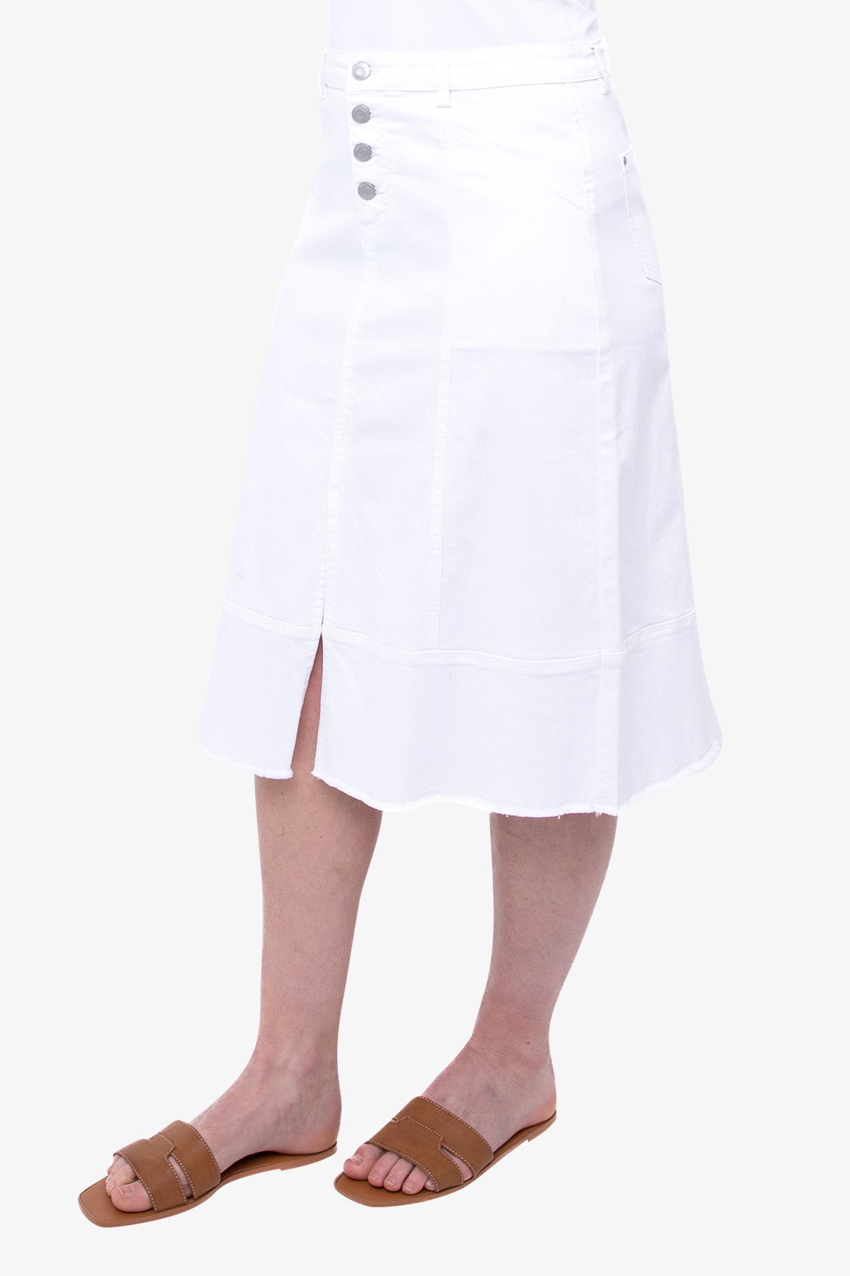 Denim Midi Skirt White