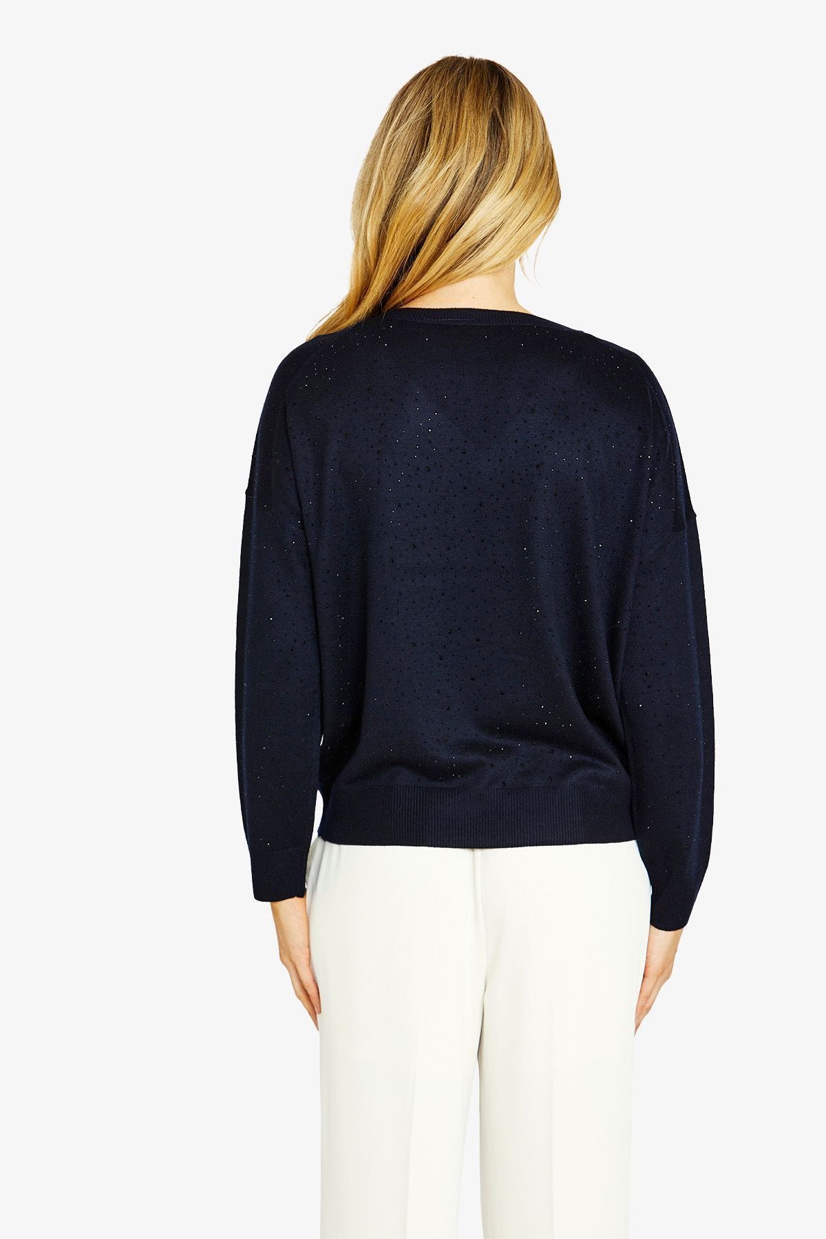 Womens Diamante V Nk Pullover Blue P605003