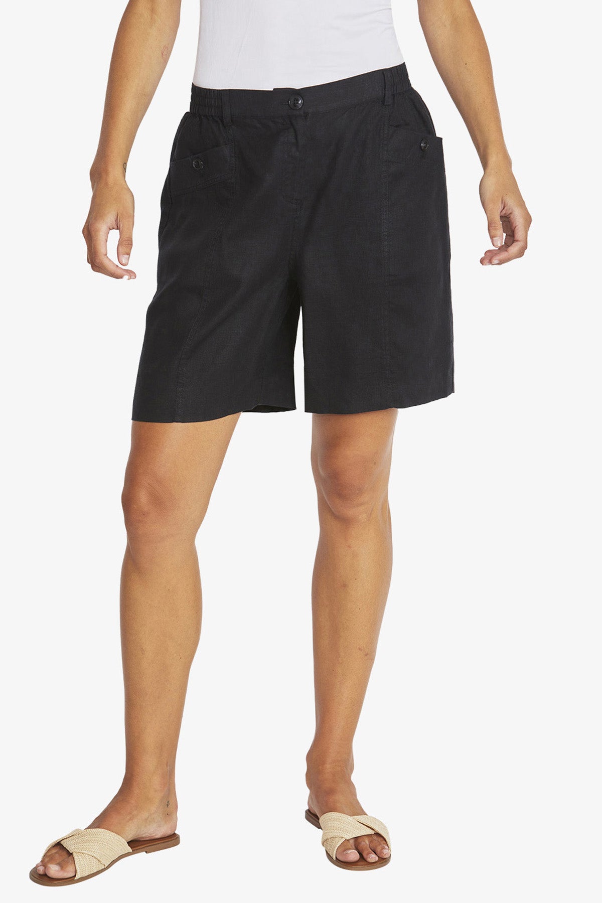 Womens Dylan Linen Shorts Black P595804
