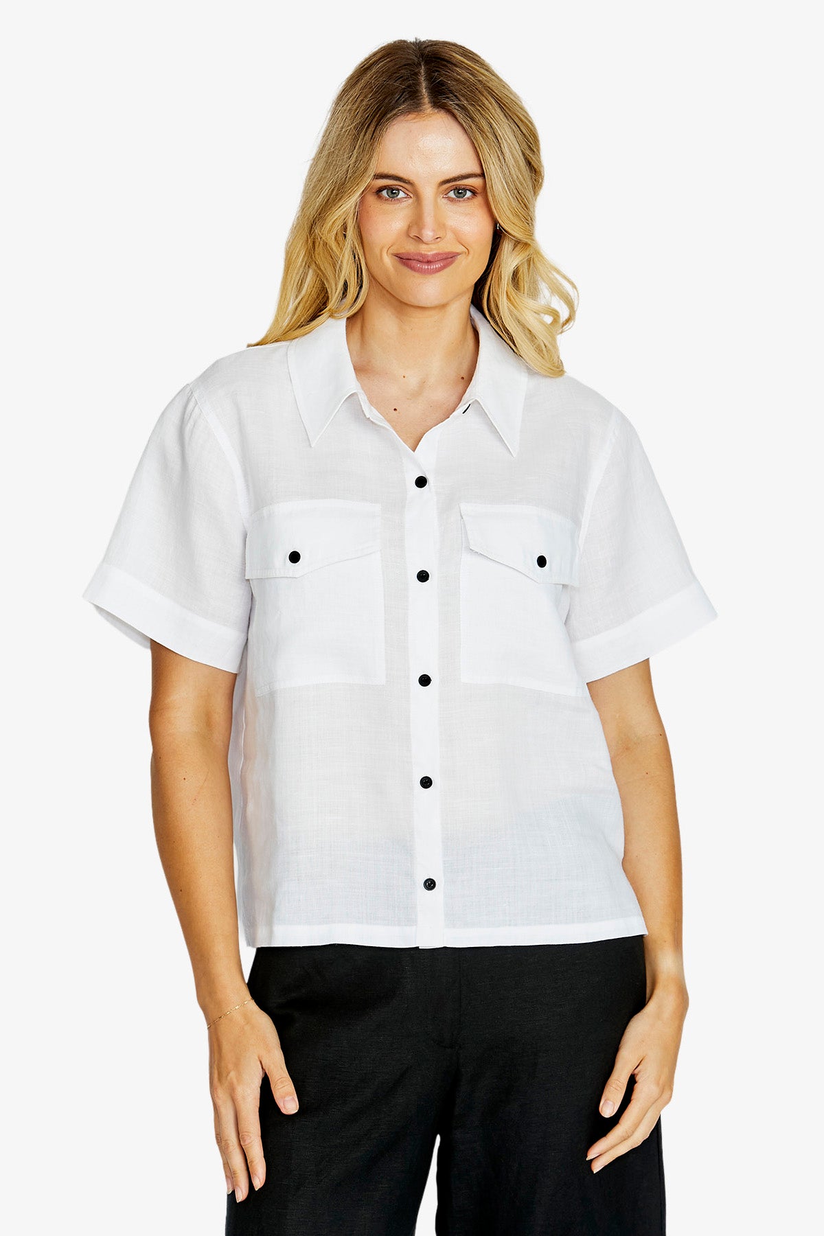 Womens Effie Crop Sslv Shirt White P615366