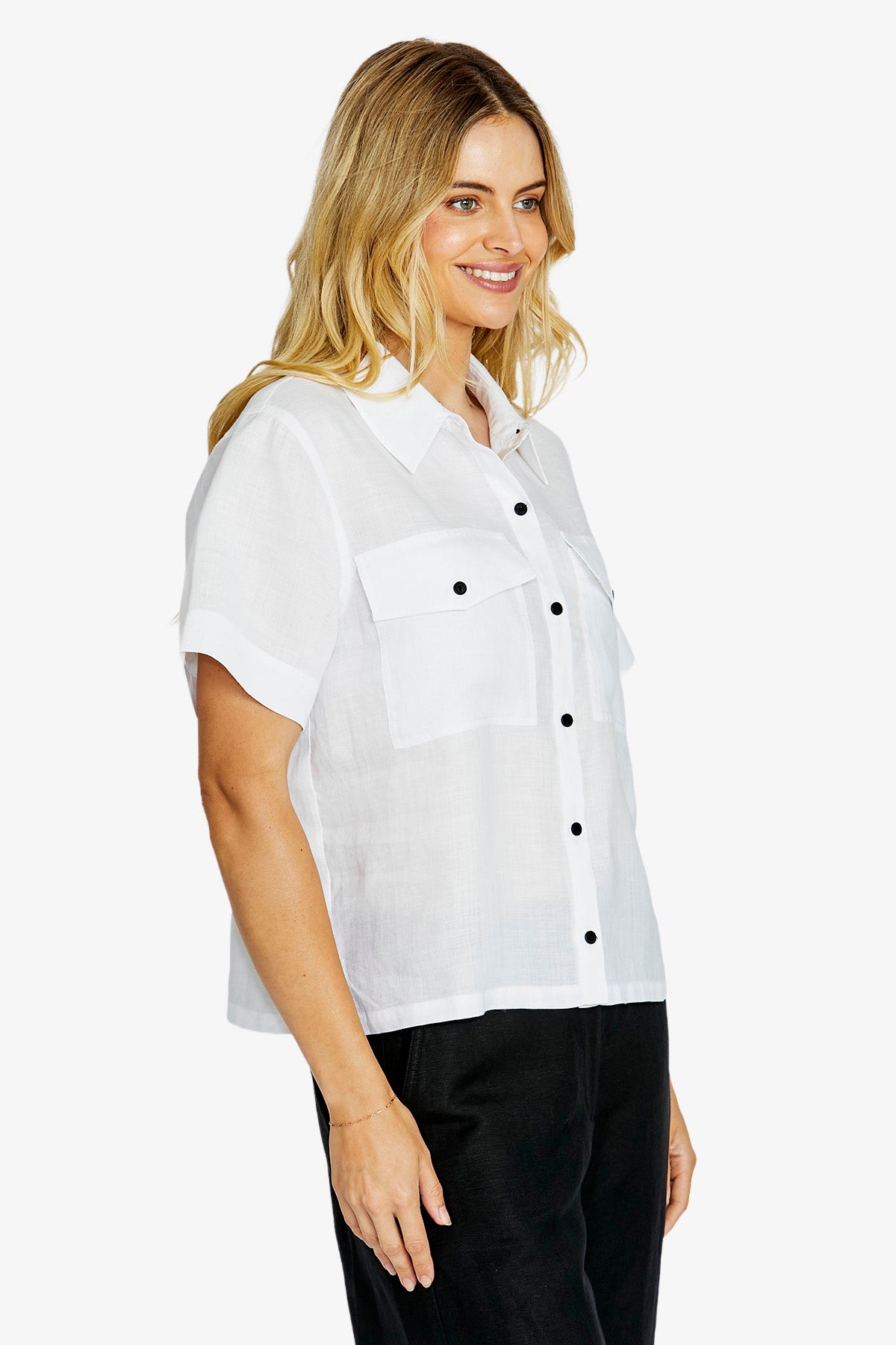 Womens Effie Crop Sslv Shirt White P615366