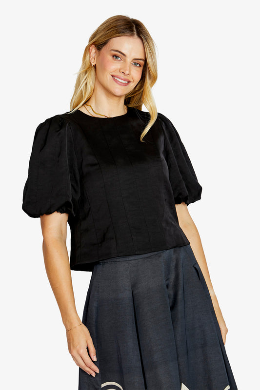 Womens Ellie Panel Detail Top Black P615300
