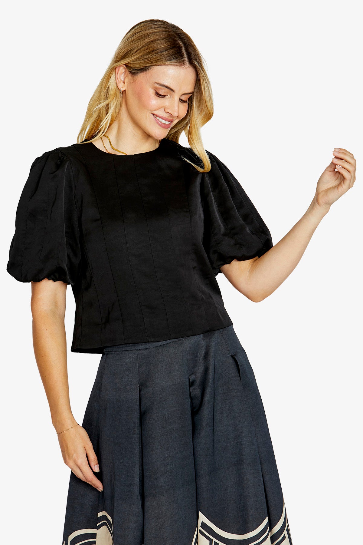 Womens Ellie Panel Detail Top Black P615300