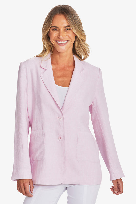 Womens Erin Linen Jacket Pink P595404