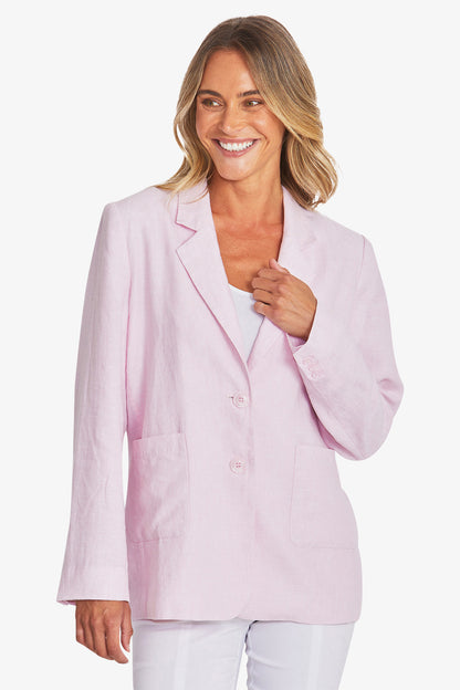 Womens Erin Linen Jacket Pink P595404