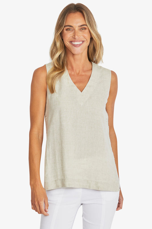 Womens Erin Linen Top Beige P595327