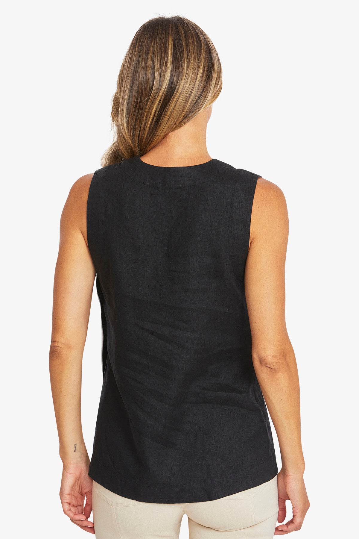 Womens Erin Linen Top Black P595327