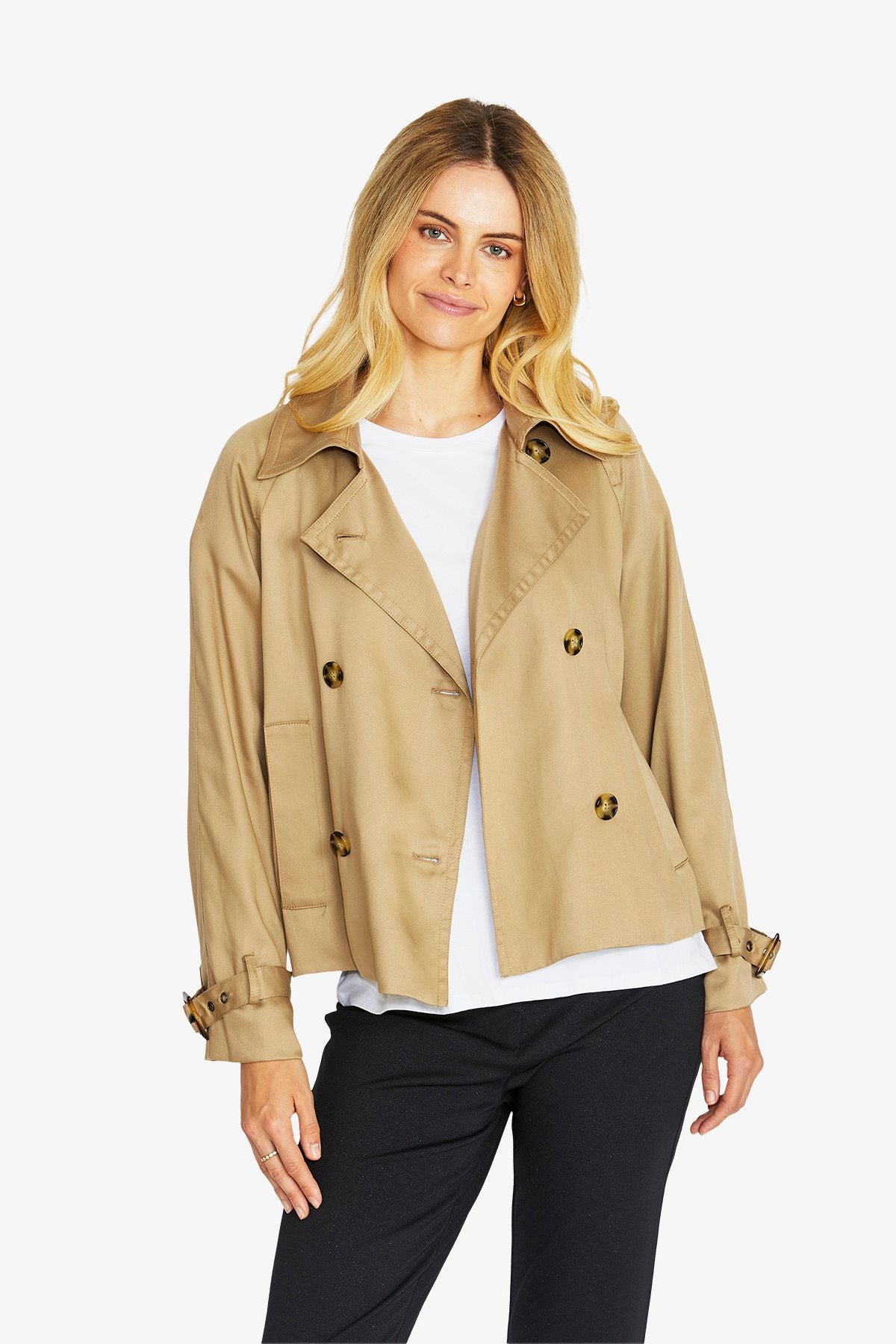 Womens Evans Crop Trench Beige P605425