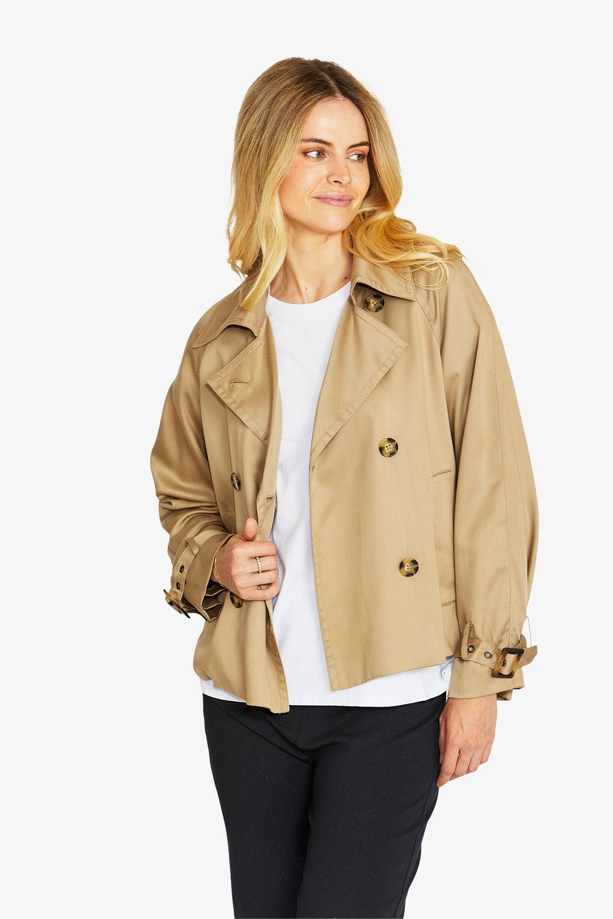 Womens Evans Crop Trench Beige P605425