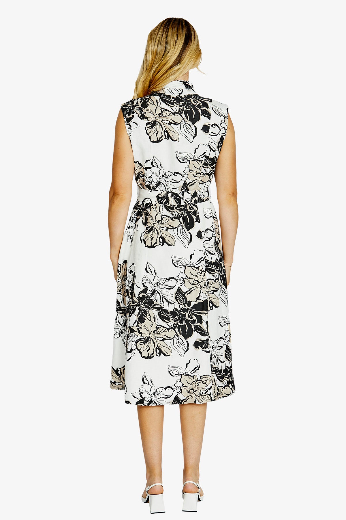 Womens Floral Slless Shirt Dress Multicolor P615504