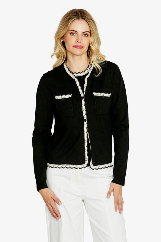 Womens Francesca Lacetrim Cardi Black P615001
