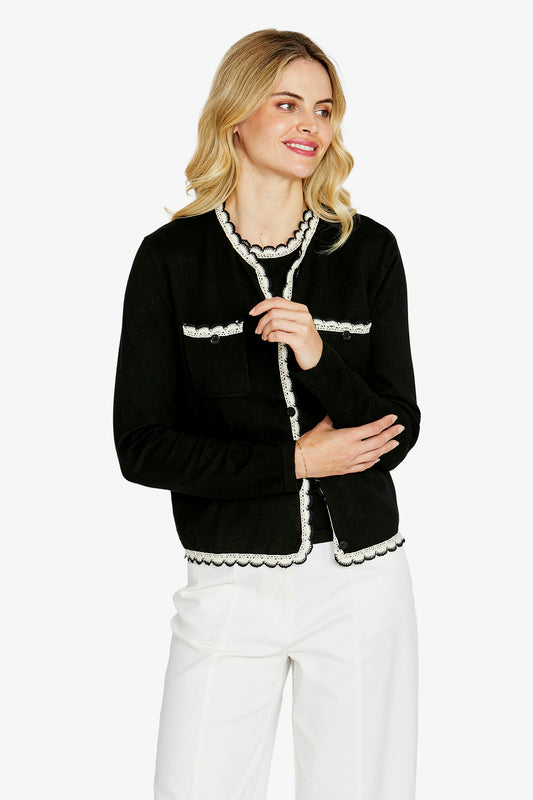 Womens Francesca Lacetrim Cardi Black P615001