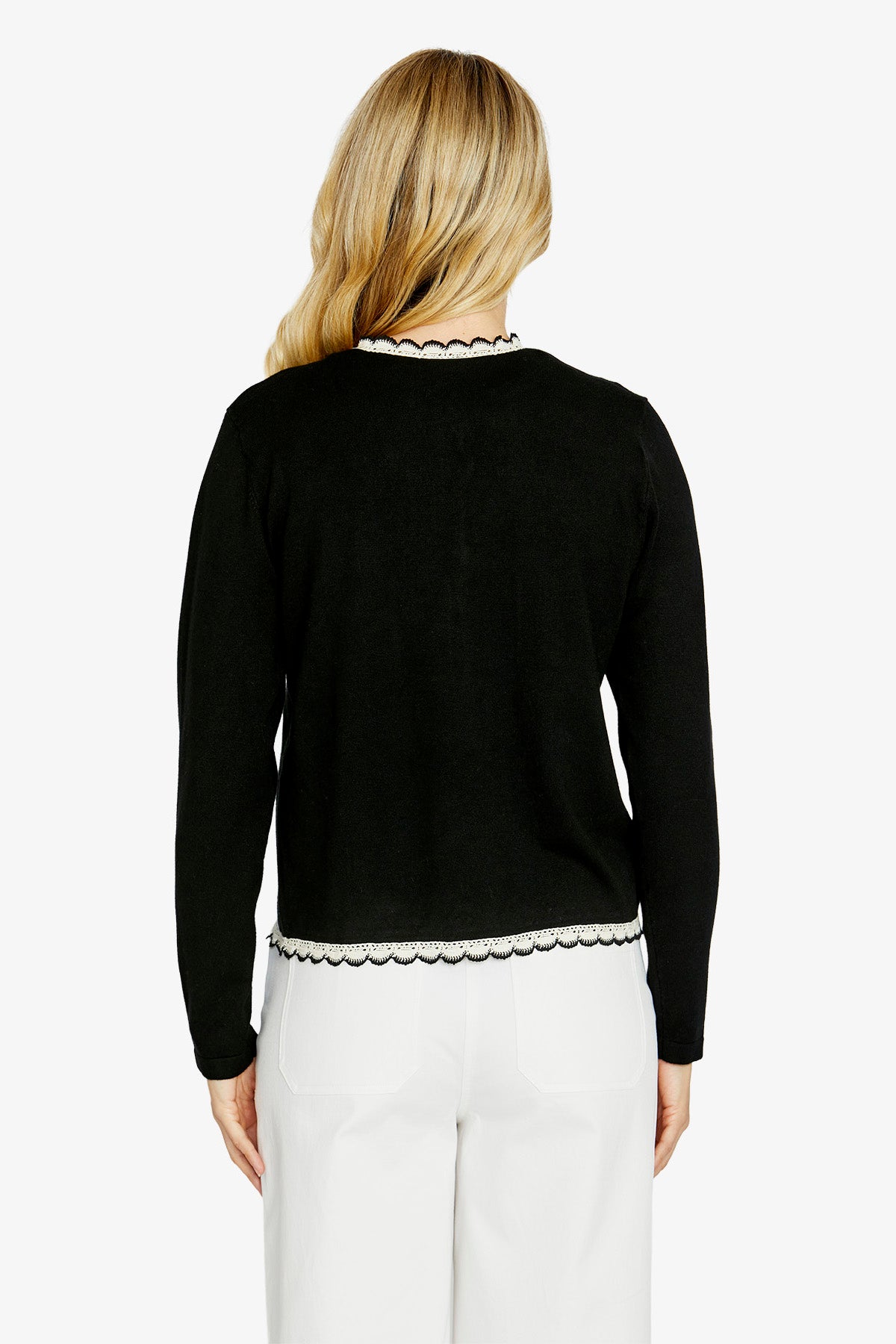 Womens Francesca Lacetrim Cardi Black P615001