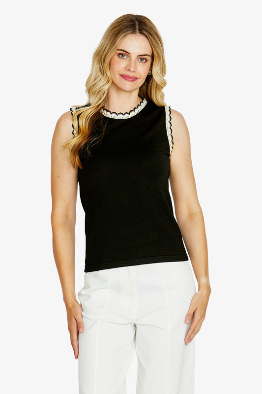 Womens Francesca Lacetrim Top Black P615000