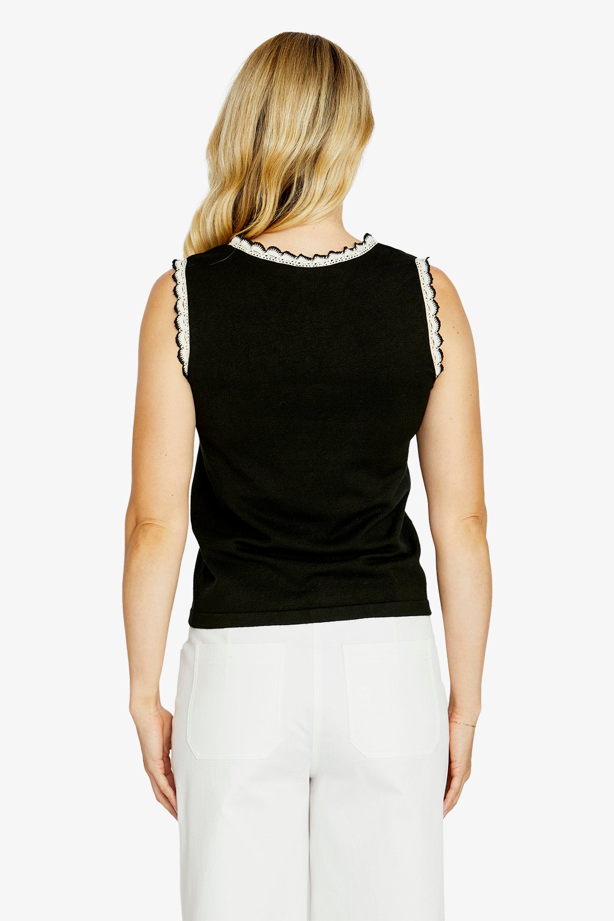 Womens Francesca Lacetrim Top Black P615000