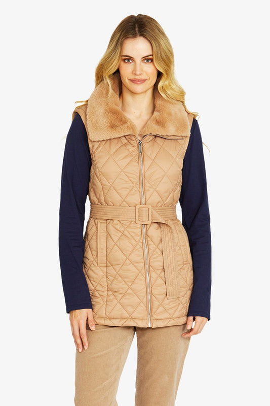 Womens Frankiefauxfur Collar Vest Brown P605400
